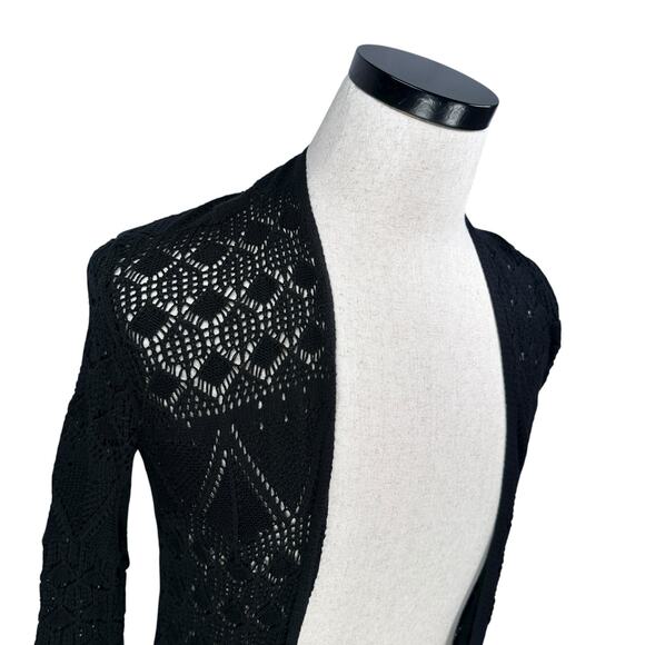 Johnny Was Long Open Front Crochet Kimono Duster Cardigan Sweater Women’s XS - Picture 3 of 9